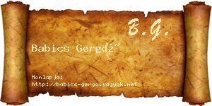 Babics Gergő névjegykártya