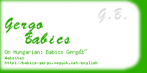 gergo babics business card